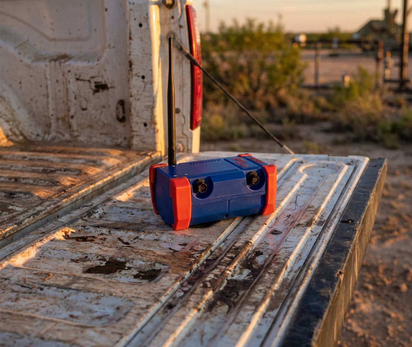 APEX Vector above ground marker on a truck in the field