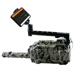 APEX AGM above ground marker with phone showing software